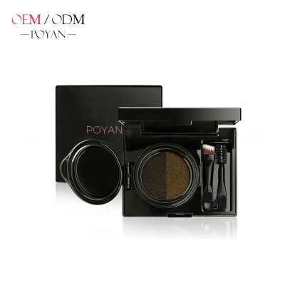 OEM makeup air cushion 2 color eyebrow with brush mirror